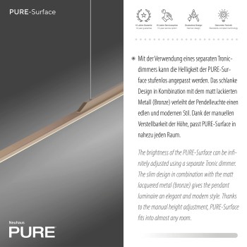 Lustra LED PURE SURFACE maro Zuma Line 2301-97, 125x2.5 cm, 21W