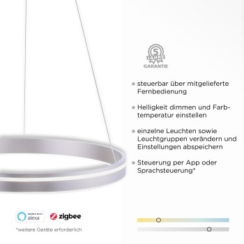 Lustra LED Q-VITO otel Zuma Line 8411-55, D59 cm, 44W
