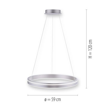 Lustra LED Q-VITO otel Zuma Line 8411-55, D59 cm, 44W