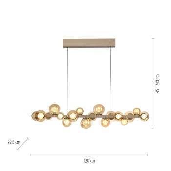 Lustra LED PURE E-POPUP auriu Zuma Line 2557-97, 120x29.5 cm, 45W