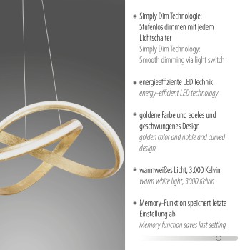 Lustra LED MELINDA auriu Zuma Line 8291-12, D57 cm, 33W