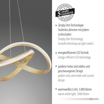Lustra LED MELINDA auriu Zuma Line 8291-12, D57 cm, 33W