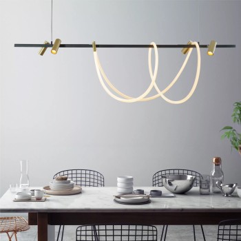 Lustra LED BALBO negru mat Zuma Line 2200277L, 150x15 cm, 60W