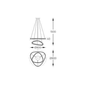 Lustra LED ATHESA auriu Zuma Line MD3169-2-3GT, D80 cm, 38W