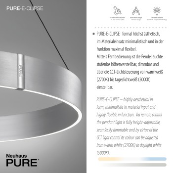 Lustra LED PURE E-CLIPSE aluminiu Zuma Line 2561-95, D70 cm, 53W