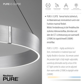 Lustra LED PURE E-CLIPSE aluminiu Zuma Line 2561-95, D70 cm, 53W