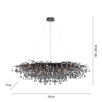 Lustra ICICLE negru Zuma Line 2031-18, 150x75 cm, 15xG9