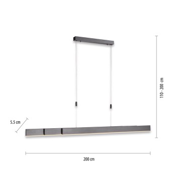 Lustra LED PURE-MOTO gri Zuma Line 2525-15, 200x5.5 cm, 45W