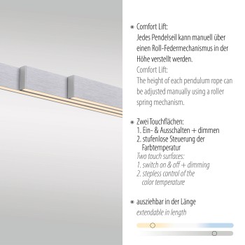 Lustra LED ADRIANA COMFORT LIFT argintiu Zuma Line 2598-95, D5.5 cm, 13W