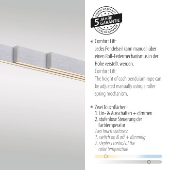 Lustra LED ADRIANA COMFORT LIFT argintiu Zuma Line 2598-95, D5.5 cm, 13W