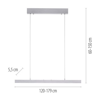 Lustra LED ADRIANA COMFORT LIFT argintiu Zuma Line 2598-95, D5.5 cm, 13W