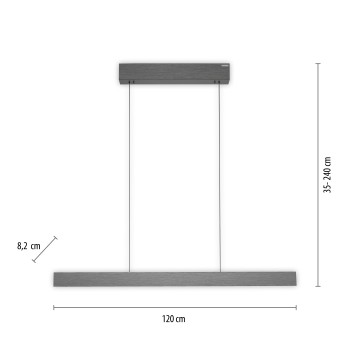 Lustra LED PURE E-MOTION gri Zuma Line 2570-15, 120x8.2 cm, 45W