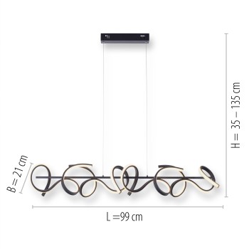 Lustra LED CURLS negru Zuma Line 19033-18, 99x21 cm, 45W