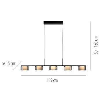 Lustra LED RIKA negru Zuma Line 2116-18, 119x15 cm, 42W