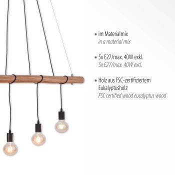 Lustra DAMIAN Zuma Line 15515-18, 120x8 cm, 5xE27