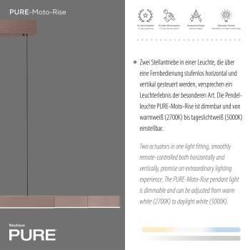 Lustra LED PURE MOTO-RISE maro metalic Zuma Line 2545-34, 200x8.2 cm, 13W