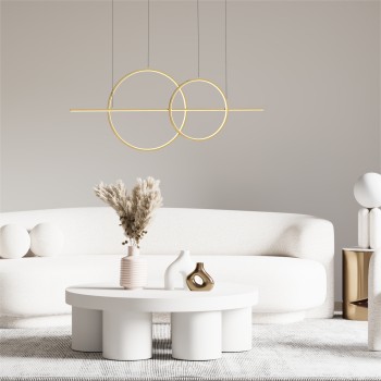 Lustra LED CHOLET auriu francez Zuma Line MD7358-2A-3GT, 110x8 cm, 34W