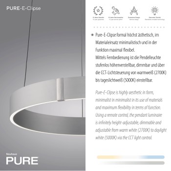 Lustra LED PURE E-CLIPSE aluminiu Zuma Line 2560-95, D50 cm, 51W
