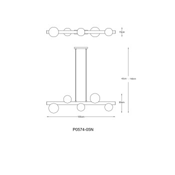Lustra FORES auriu mat Zuma Line P0574-05N-V6AA, 105x15 cm, 5xG9