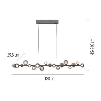 Lustra LED PURE E-POPUP gri Zuma Line 2558-15, 180x29.5 cm, 1.8W