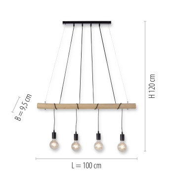 Lustra TERO negru Zuma Line 15505-18, 120x9.5 cm, 4xE27