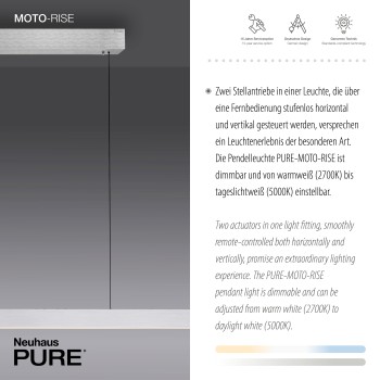 Lustra LED PURE MOTO-RISE aluminiu Zuma Line 2545-95, 200x8.2 cm, 13W
