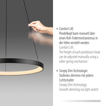Lustra LED HOOP negru Zuma Line 2851-18, D57 cm, 42W