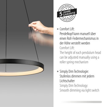 Lustra LED HOOP negru Zuma Line 2851-18, D57 cm, 42W