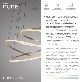 Lustra LED PURE E-FLYING RINGS maro Zuma Line 2566-97, D110 cm, 53W
