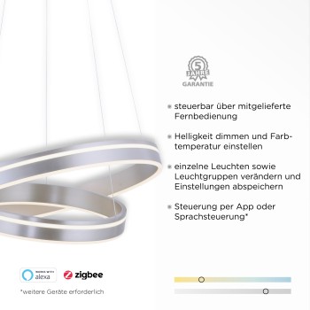 Lustra LED Q-VITO argintiu Zuma Line 8420-55, D59 cm, 65W