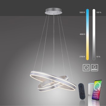 Lustra LED Q-VITO argintiu Zuma Line 8420-55, D59 cm, 65W