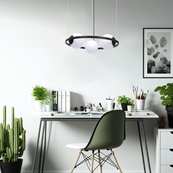Lustra ORBIT negru Zuma Line 5004, D58 cm, 3xE27