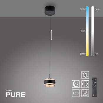 Pendul LED PURE FALLING RINGS negru Zuma Line 2503-18, D13 cm, 8W