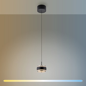 Pendul LED PURE FALLING RINGS negru Zuma Line 2503-18, D13 cm, 8W
