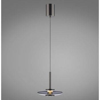 Pendul LED PURE VITRUM gri Zuma Line 2053-15, D22 cm, 10.1W