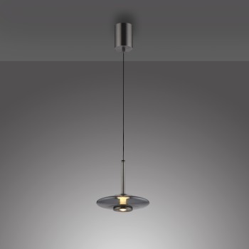 Pendul LED PURE VITRUM gri Zuma Line 2053-15, D22 cm, 10.1W