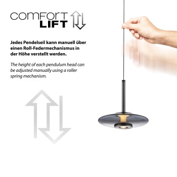 Pendul LED PURE VITRUM gri Zuma Line 2053-15, D22 cm, 10.1W