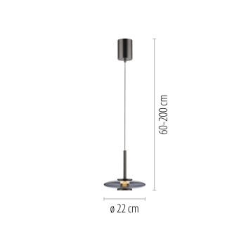 Pendul LED PURE VITRUM gri Zuma Line 2053-15, D22 cm, 10.1W