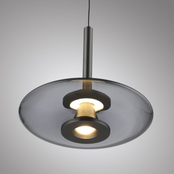 Pendul LED PURE VITRUM gri Zuma Line 2053-15, D22 cm, 10.1W