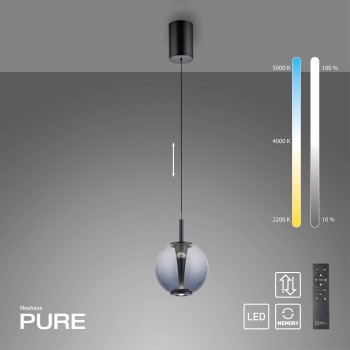 Pendul LED PURE INFINITY gri Zuma Line 2220-15, D18 cm, 10W