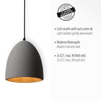 Pendul ETON gri Zuma Line 2233-22, 100x21 cm, 3xE27
