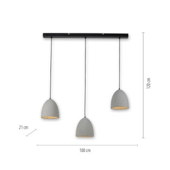 Pendul ETON gri Zuma Line 2233-22, 100x21 cm, 3xE27