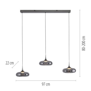 Pendul LED POSH gri Zuma Line 15693-15, 97x22 cm, 6.3W