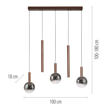 Pendul LED BOWL maro Zuma Line 2286-23, 100x18 cm, 6.3W