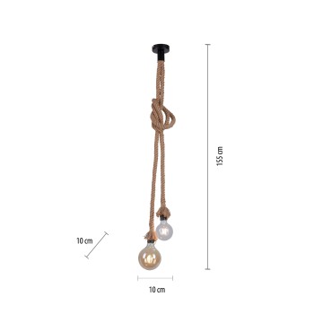 Pendul ROPE maro Zuma Line 15482-18, D10 cm, 2xE27
