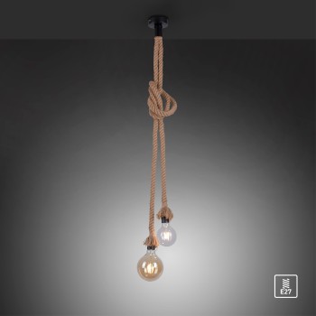 Pendul ROPE maro Zuma Line 15482-18, D10 cm, 2xE27