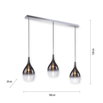 Pendul PILUA crom Zuma Line 2063-17, 110x20 cm, 3xE27