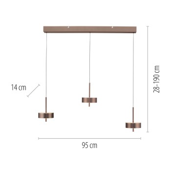 Pendul LED Q-ROTATE maro metalic inchis Zuma Line 2248-34, 95x14 cm, 9W