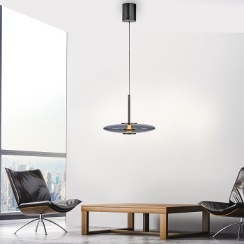Pendul LED PURE E-VITRUM gri Zuma Line 2084-15, D45 cm, 18W
