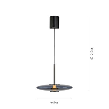 Pendul LED PURE E-VITRUM gri Zuma Line 2084-15, D45 cm, 18W